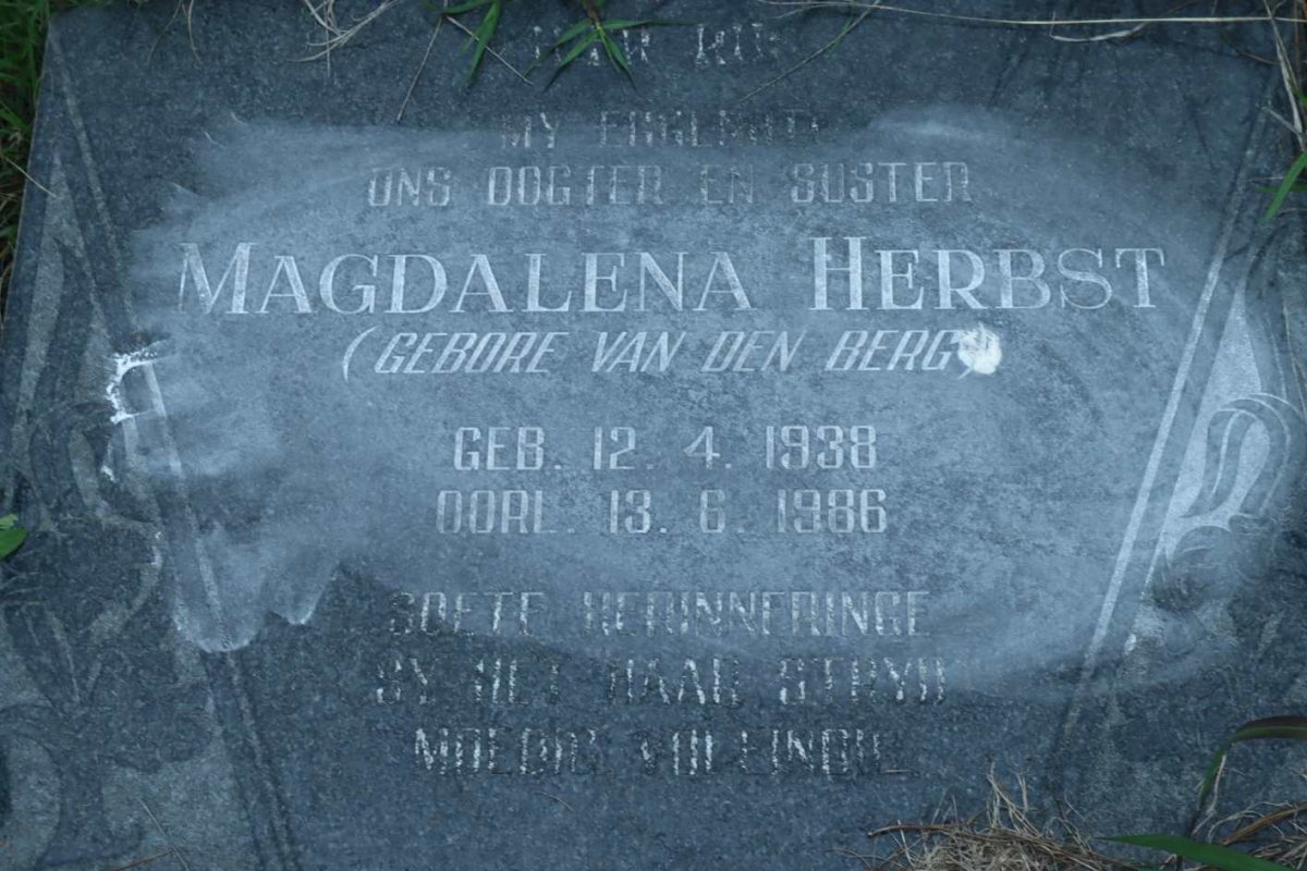 HERBST Magdalena nee VAN DEN BERG 1938-1986