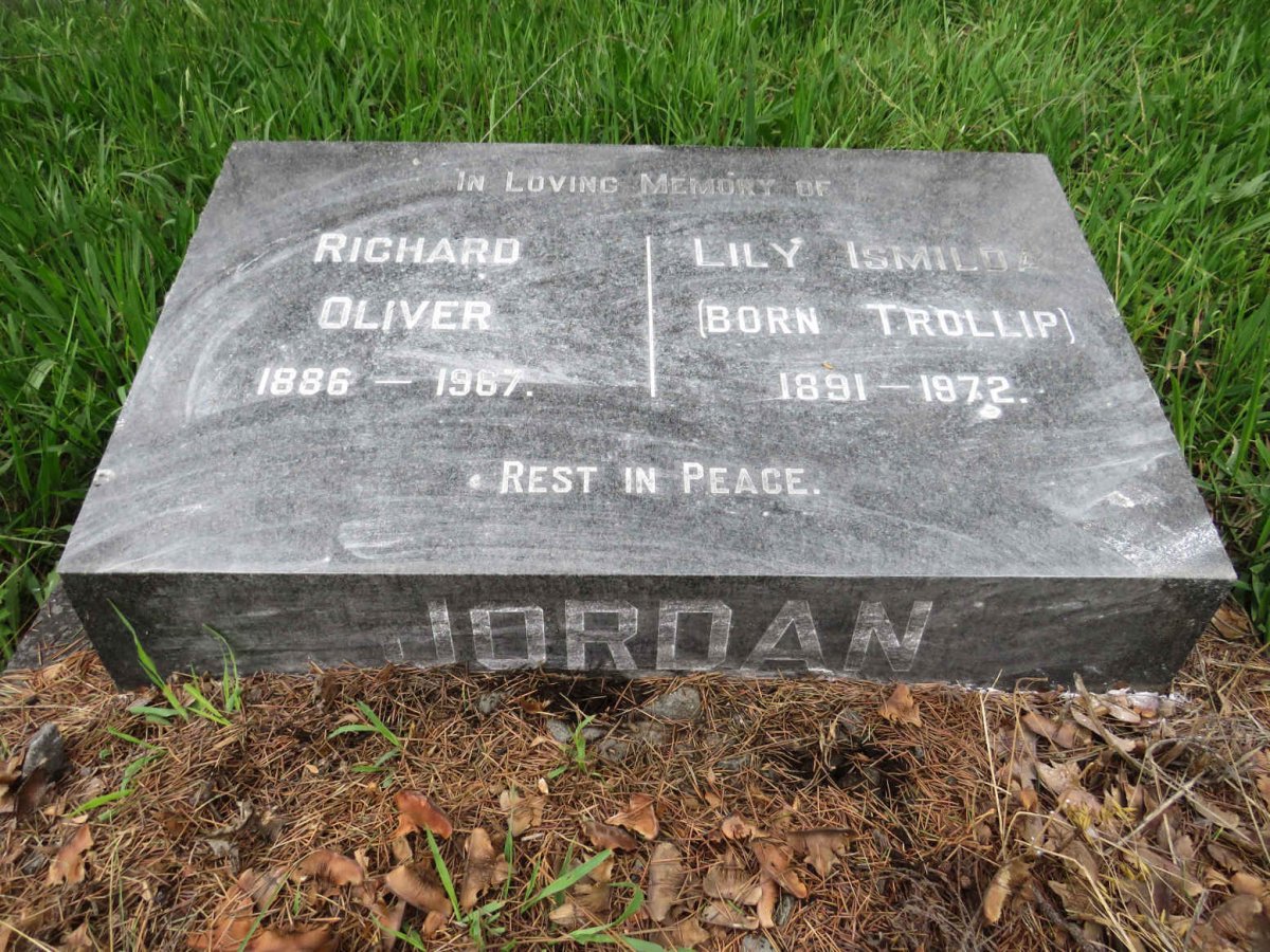 JORDAN Richard Oliver 1886-1967 &amp; Lily Ismilda TROLLIP 1891-1972