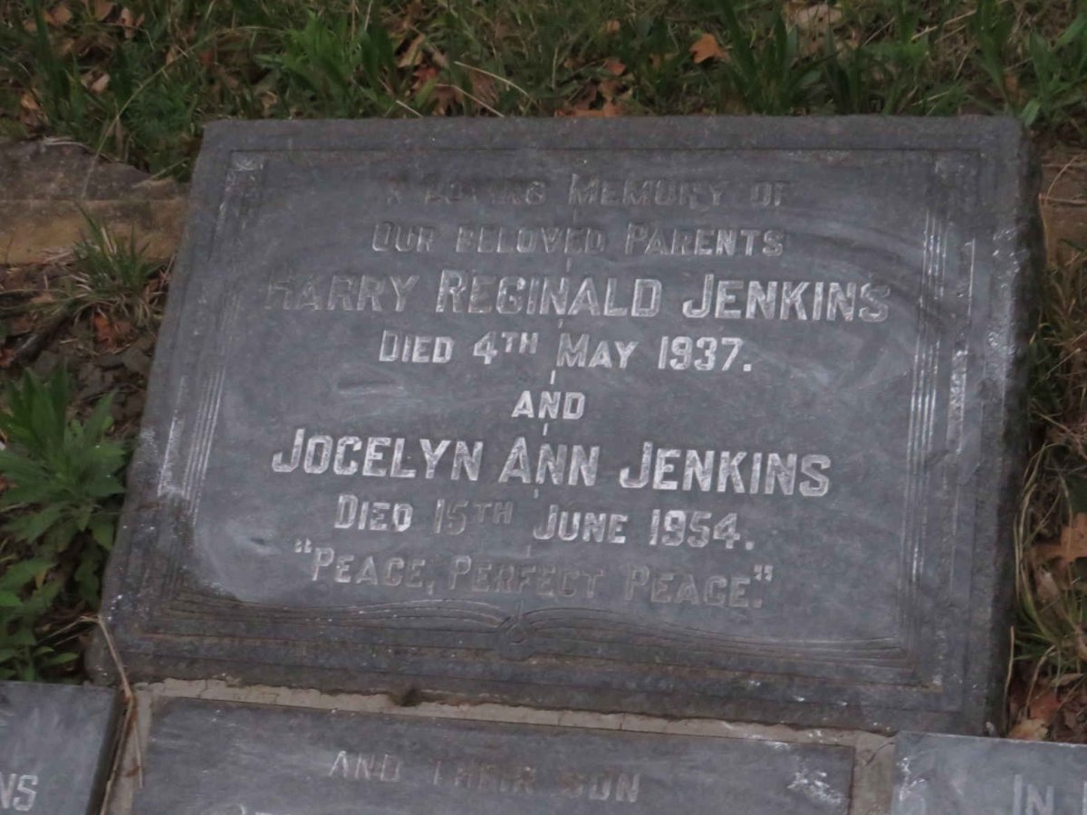 JENKINS Harry Reginald -1937 &amp; Jocelyn Ann -1954