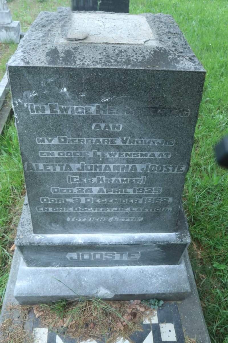 JOOSTE Aletta Johanna nee KRAMER 1925-1952