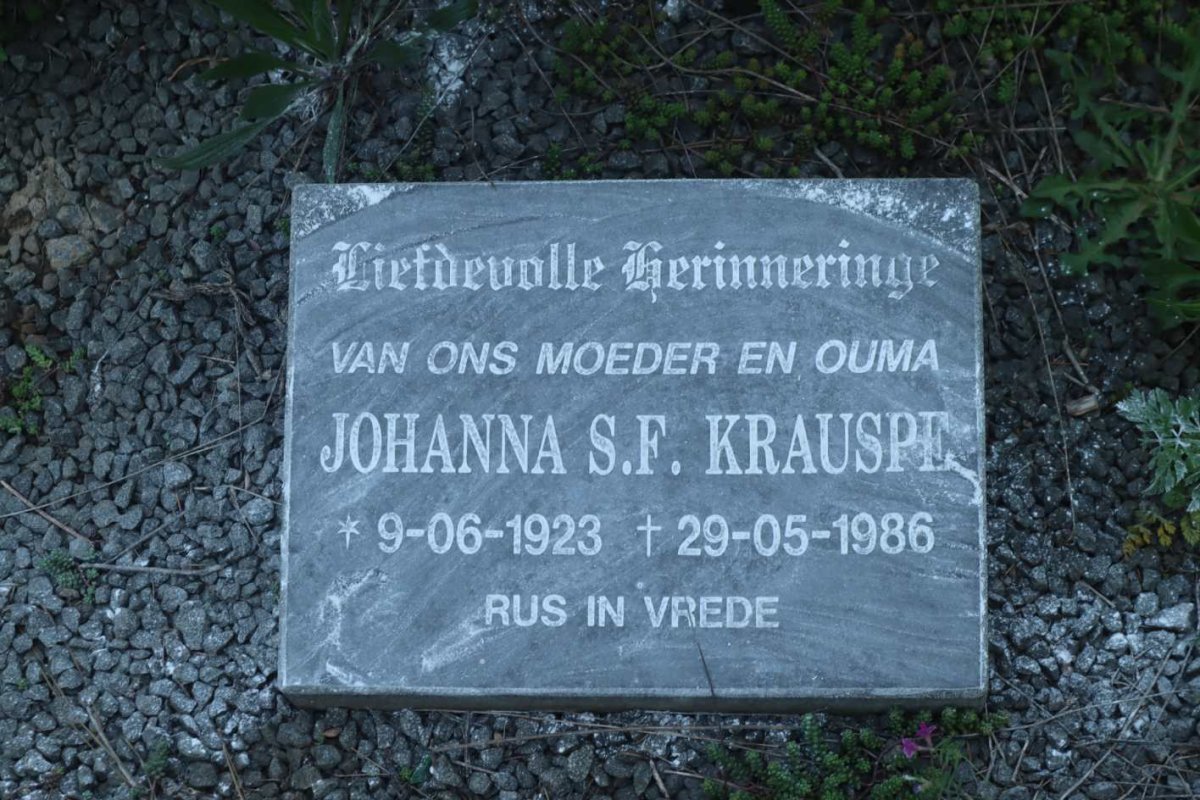 KRAUSPE Johanna S.F. 1923-1986