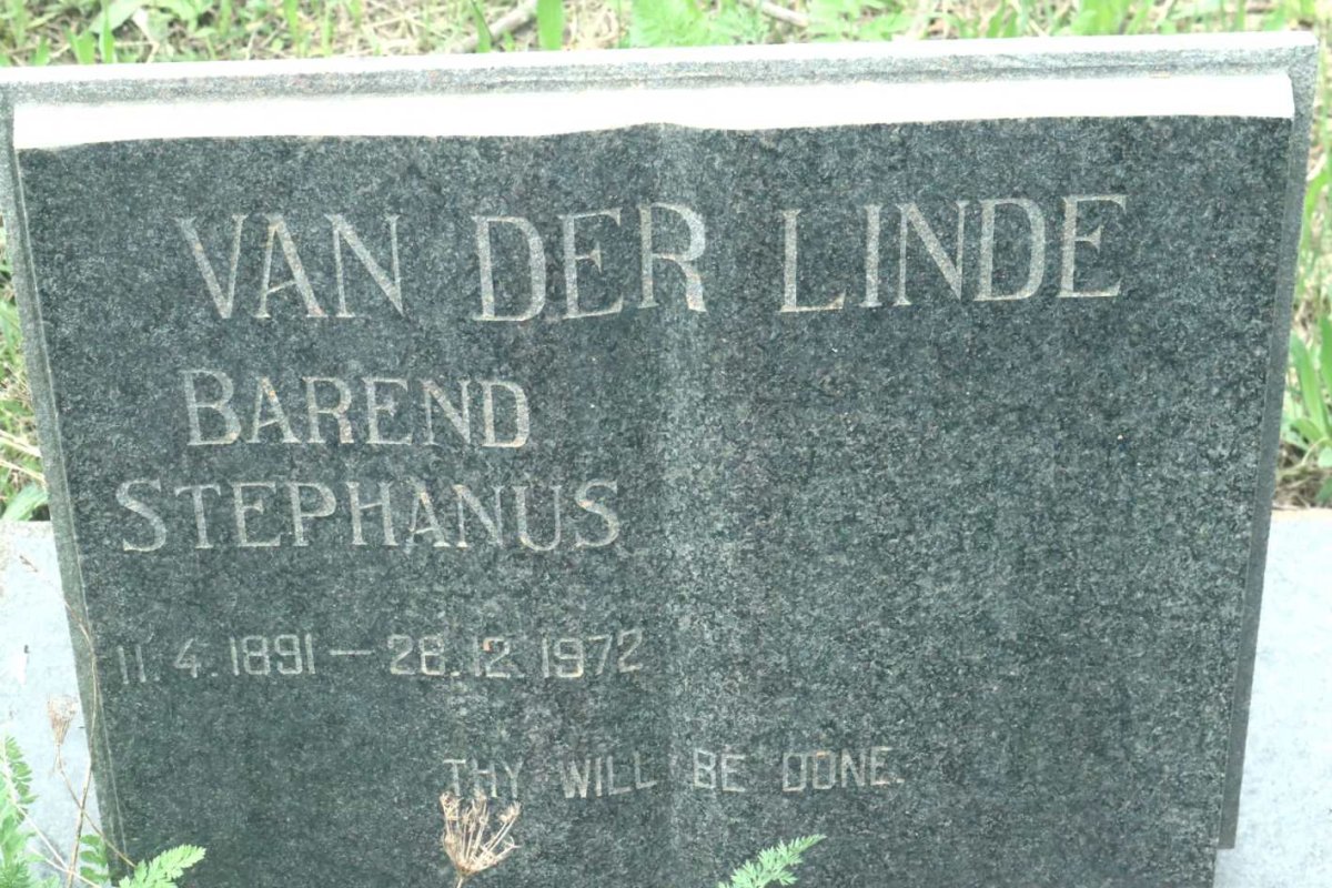 LINDE Barend Stephanus, van der 1891-1972
