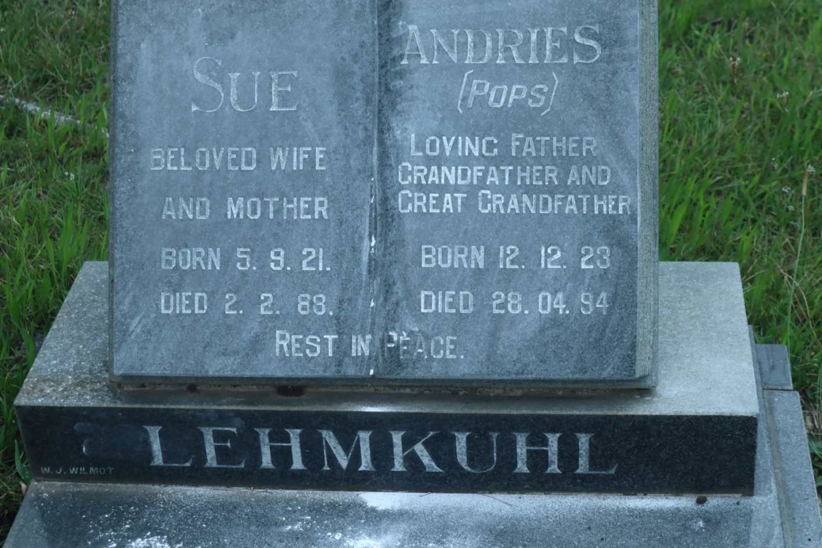 LEHMKUHL Andries 1923-1994 &amp; Sue 1921-1988