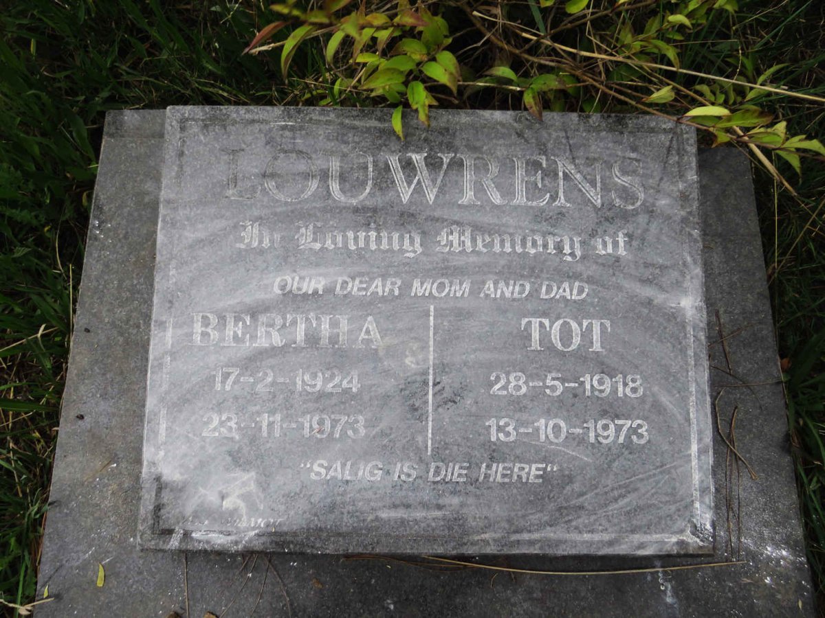 LOURENS Tot 1918-1973 &amp; Bertha 1924-1973