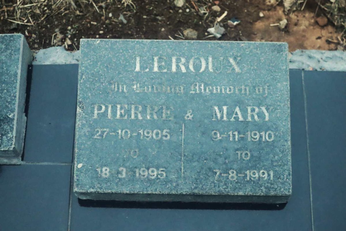 LEROUX Pierre 1905-1995 &amp; Mary 1910-1991