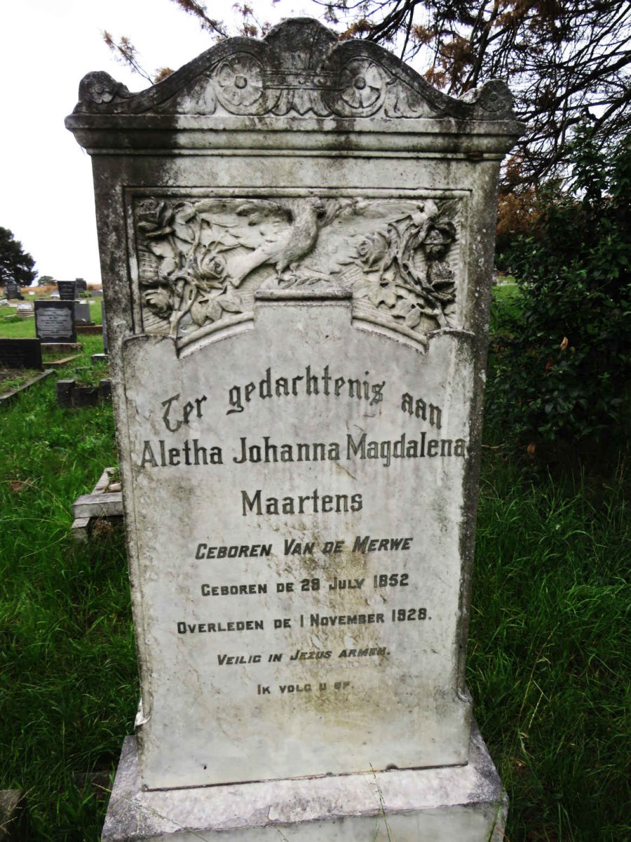 MAARTENS Aletha Johanna Magdalena nee VAN DE MERWE 1852-1928