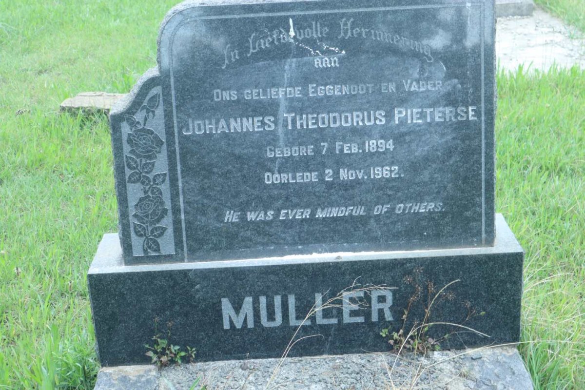 MULLER Johannes Theodorus Pieterse 1894-1962