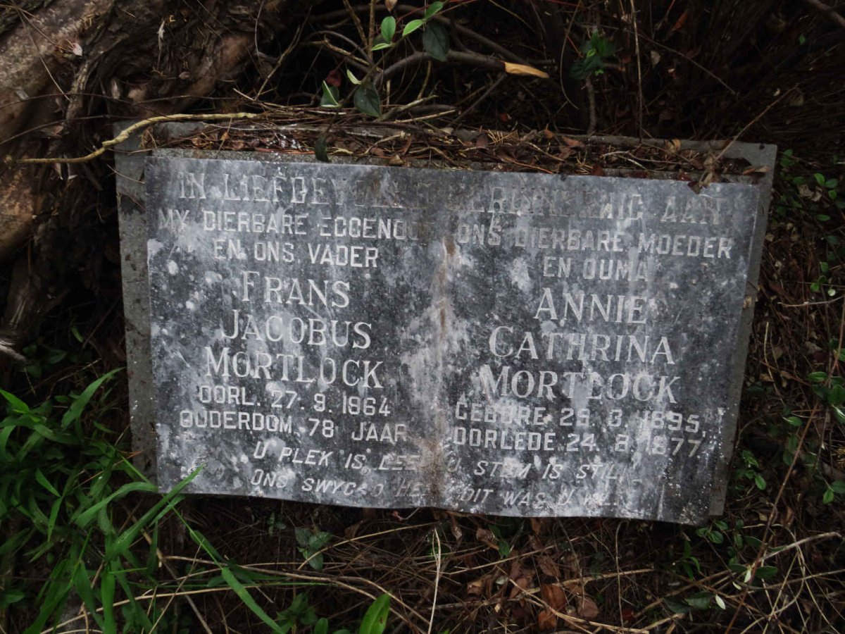 MORTLOCK Frans Jacobus -1964 &amp; Annie Cathrina 1895-1977