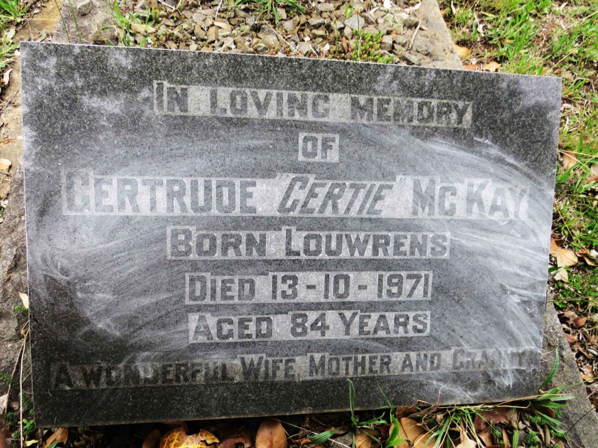 McKAY Gertrude nee LOUWRENS -1971