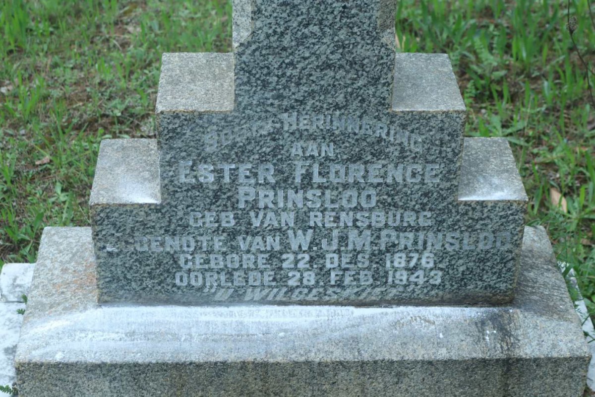 PRINSLOO Ester Florence nee VAN RENSBURG 1876-1943