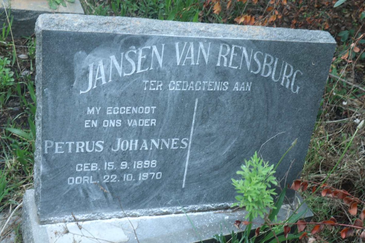 RENSBURG Petrus Johannes, Jansen van 1898-1970