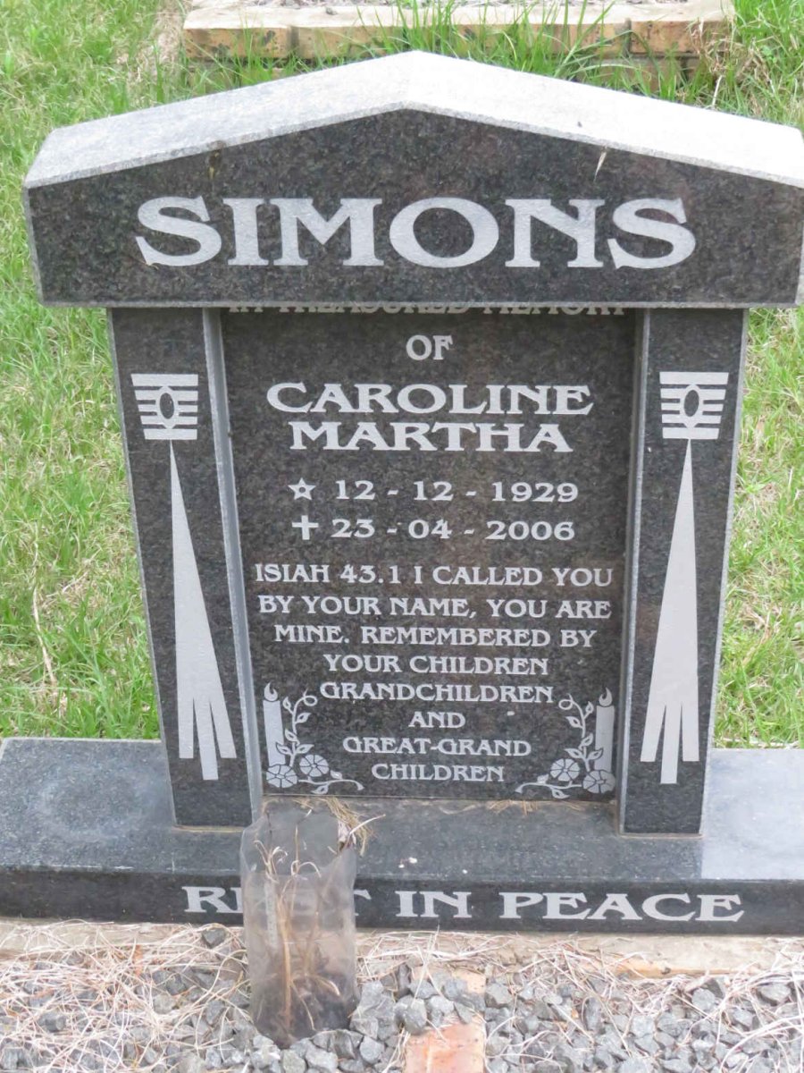 SIMONS Caroline Martha 1929-2006