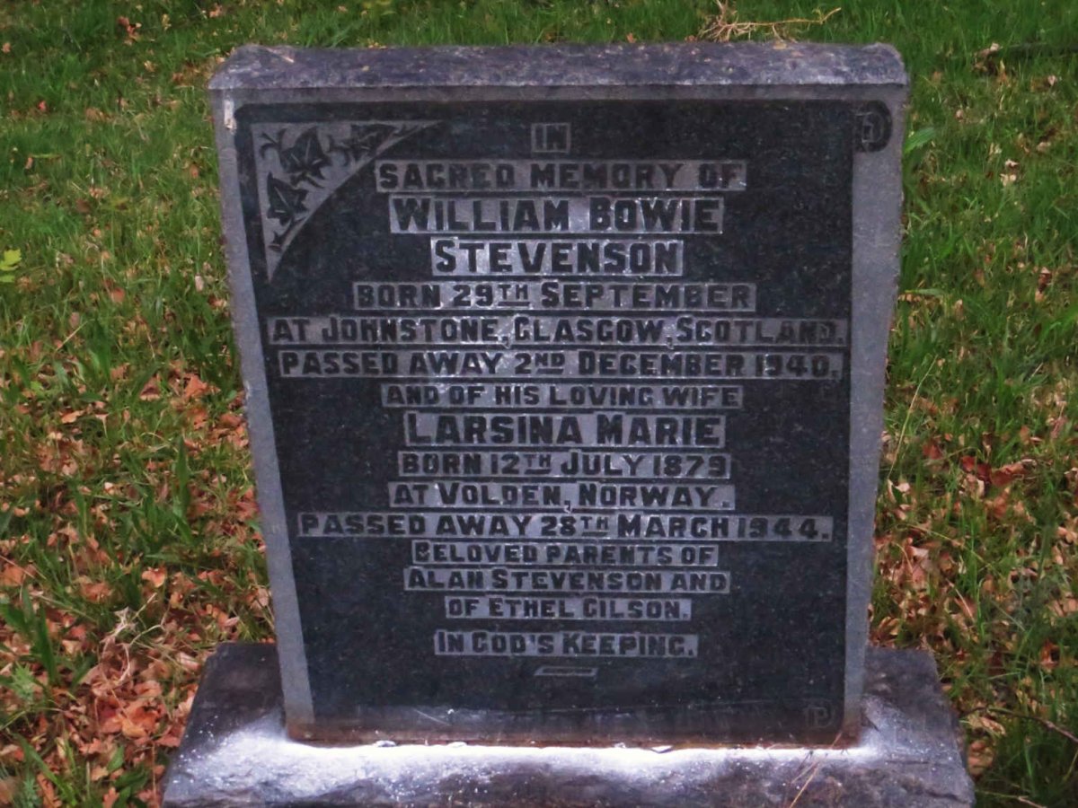 STEVENSON William Bowie -1940 &amp; Larsina Maria 1879-1944