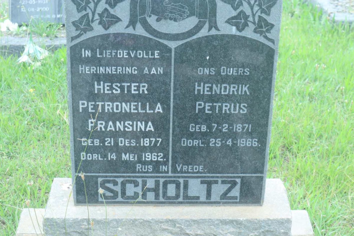 SCHOLTZ Hendrik Petrus 1871-1966 &amp; Hester Petronella Fransina 1877-1962