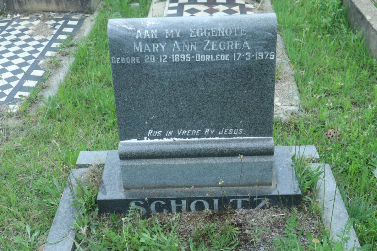 SCHOLTZ Mary Ann Zegrea 1895-1975