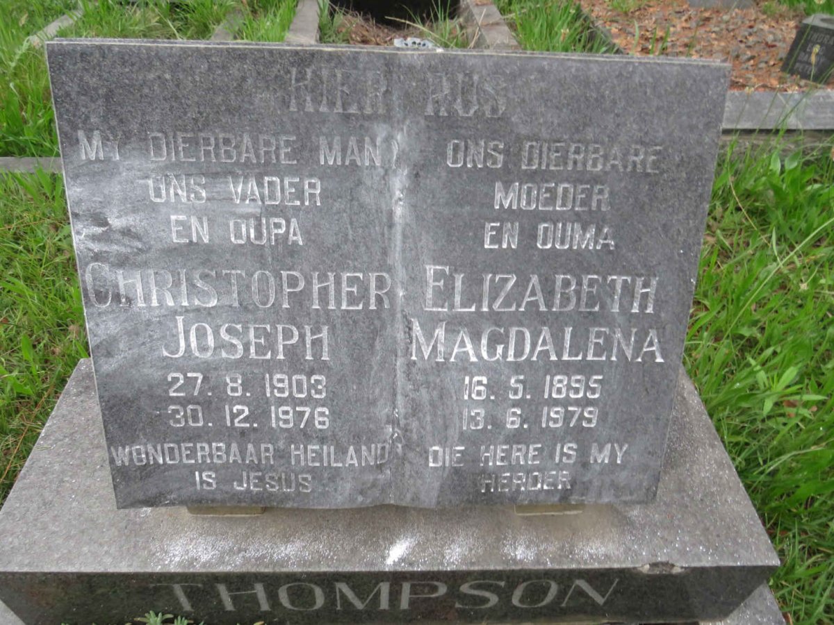 THOMPSON Christopher Joseph 1903-1976 &amp; Elizabeth Magdalena 1895-1979