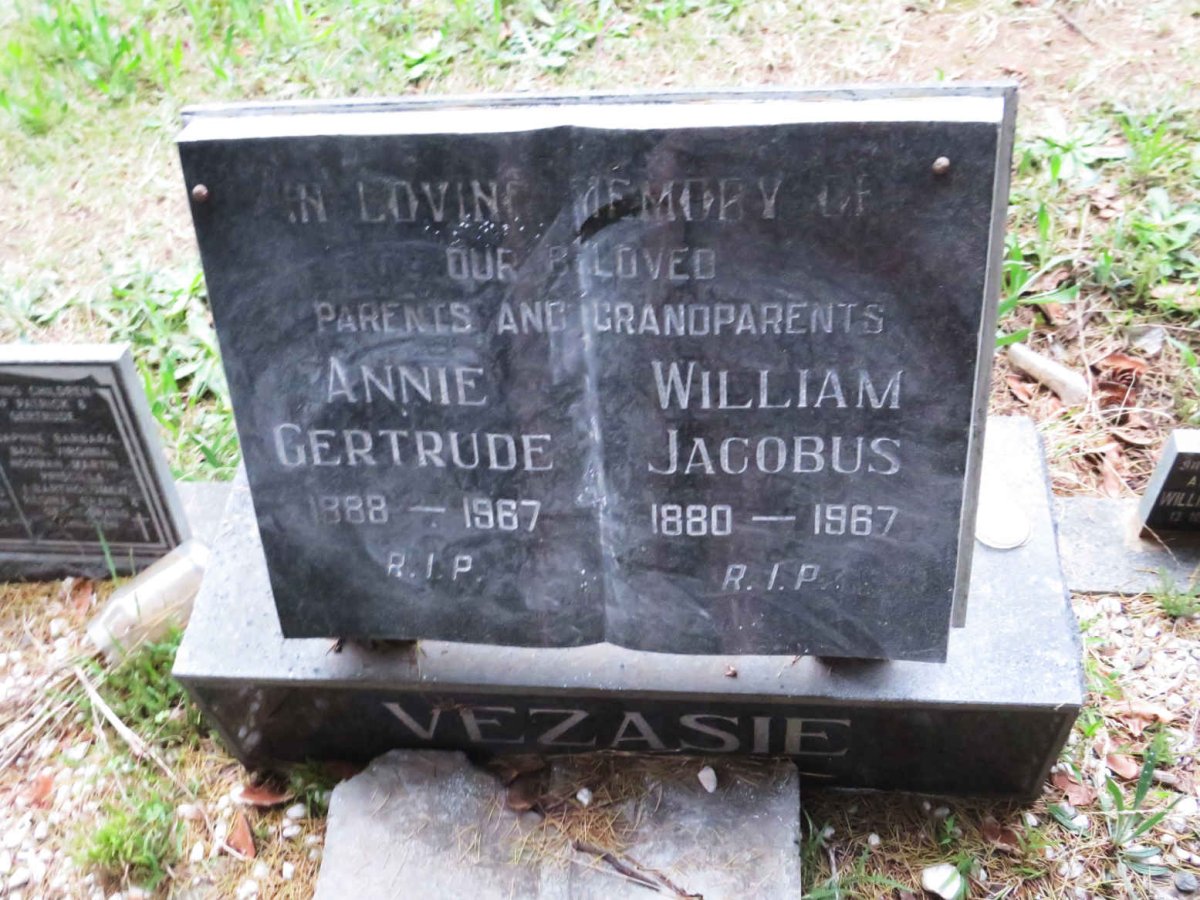 VEZASIE William Jacobus 1880-1967 &amp; Annie Gertrude 1888-1967