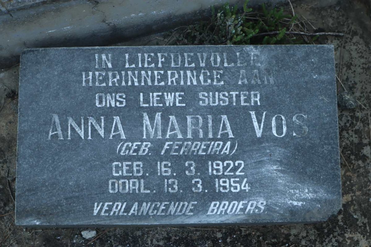 VOS Anna Maria nee FERREIRA 1922-1954