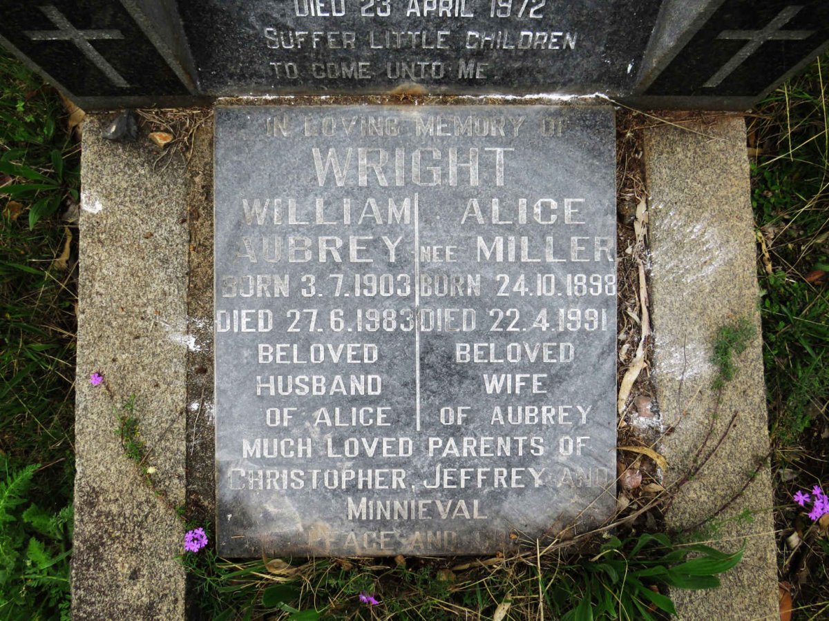 WRIGHT William Aubrey 1903-1983 &amp; Alice MILLER 1898-1991