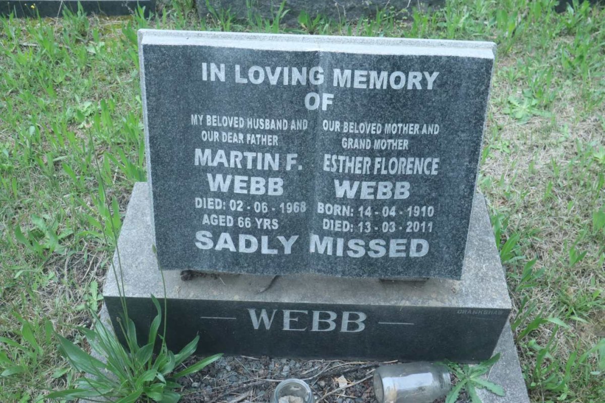 WEBB Martin F. -1968 &amp; Esther Florence 1910-2011