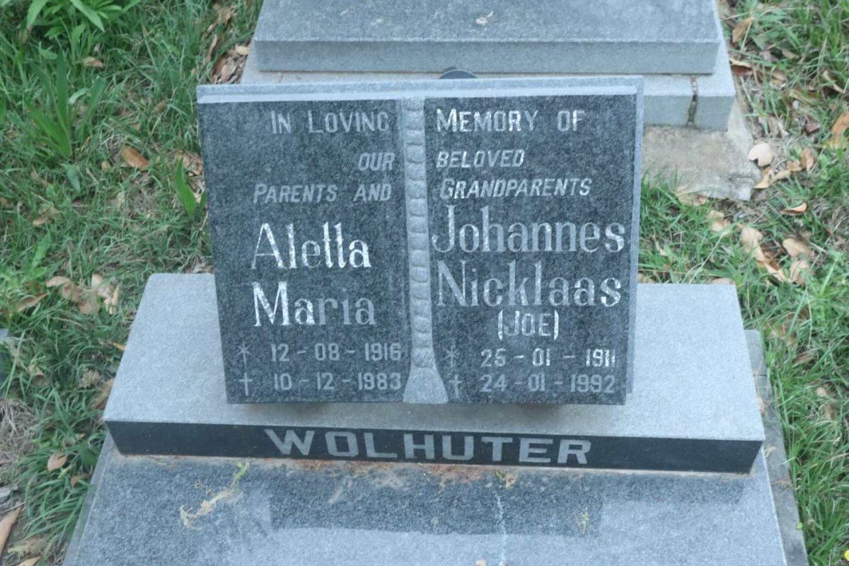 WOLHUTER Johannes Nicklaas 1911-1992 &amp; Aletta Maria 1916-1983