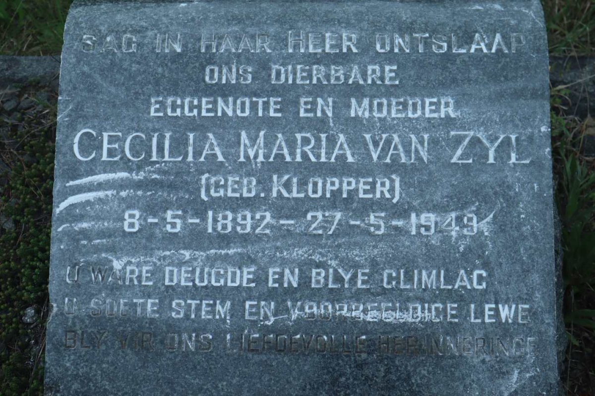 ZYL Cecilia Maria, van nee KLOPPER 1892-1949