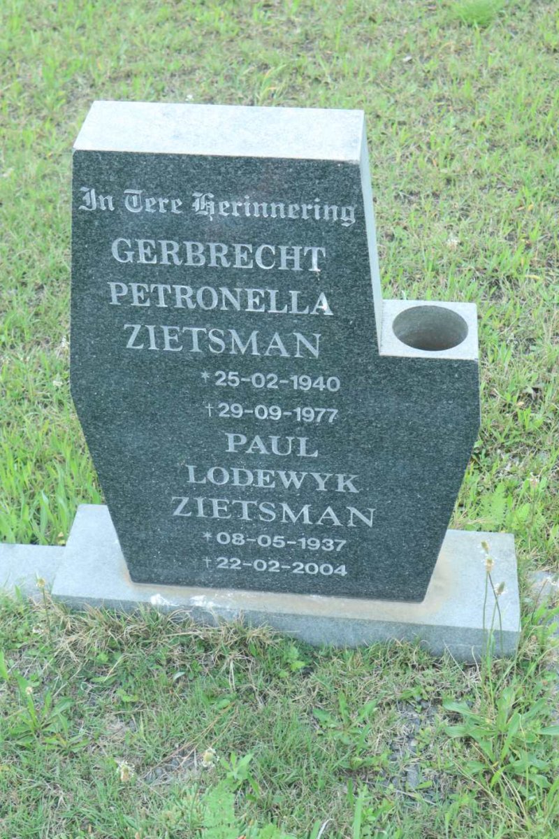 ZIETSMAN Paul Lodewyk 1937-2004 &amp; Gerbrecht Petronella 1940-1977