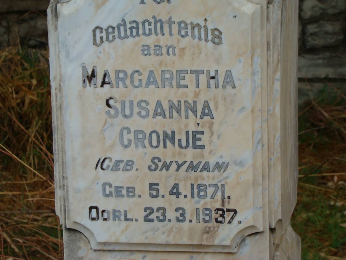 CRONJE Margaretha Susanna nee SNYMAN 1871-1937