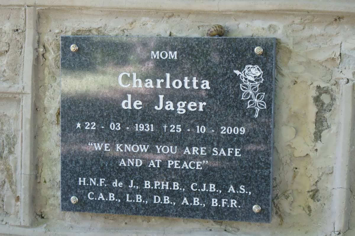 JAGER Charlotta, de  1931-2009
