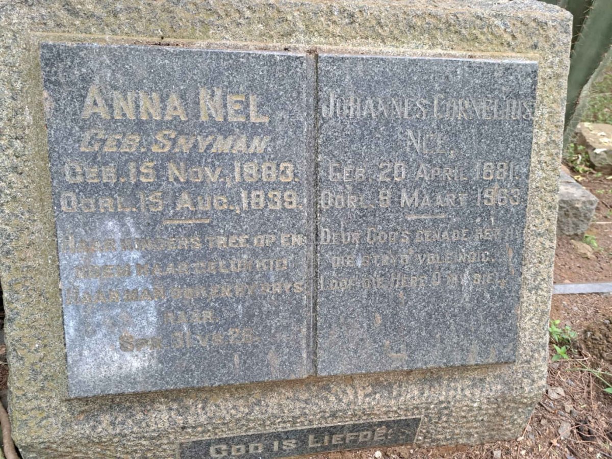 NEL Johannes Cornelius 1881-1963 &amp; Anna SNYMAN 1883-1939