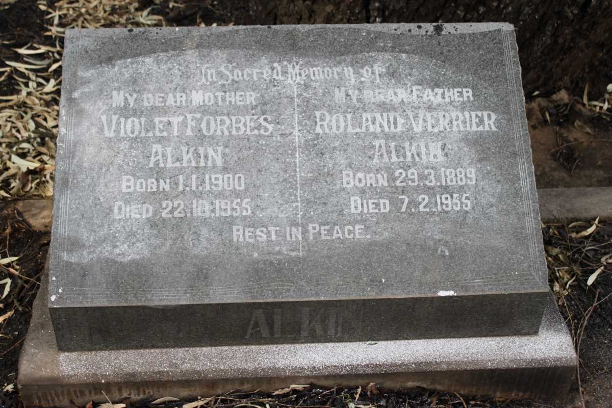 ALKIN  Roland Verrier 1889-1955 &amp; Violet Forbes  1900-1955