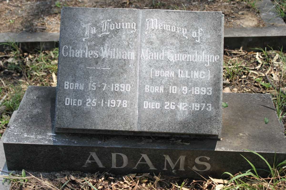 ADAMS Charles William 1890-1978 &amp; Maud Gwendolyne ILLING 1893-1973