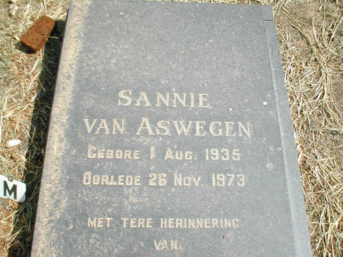 ASWEGEN Sannie, van 1935-1973
