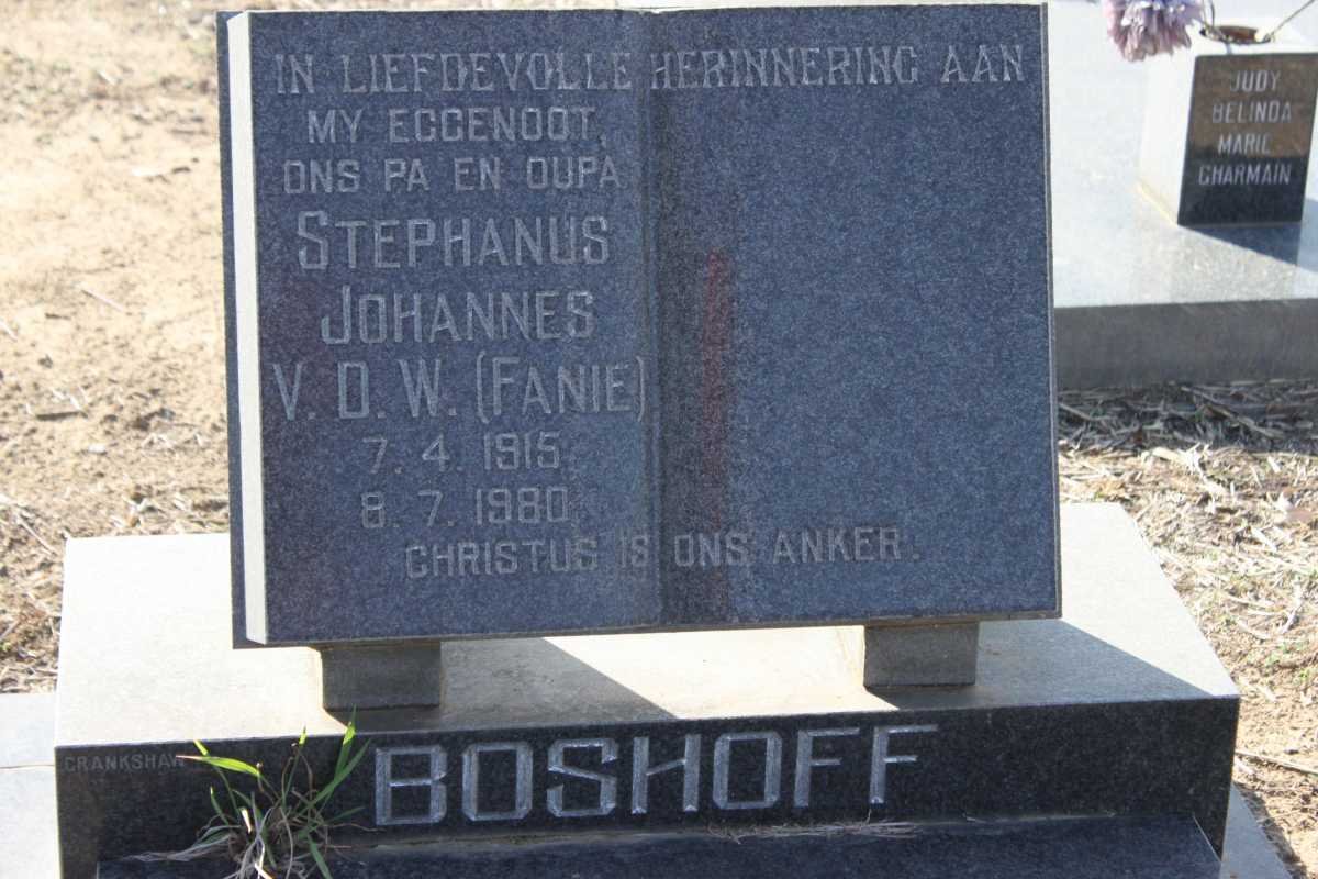 BOSHOFF Stephanus Johannes V.D.W.  1915-1980