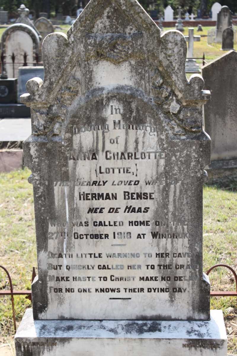 BENSE Anna Charlotte nee DE HAAS -1918