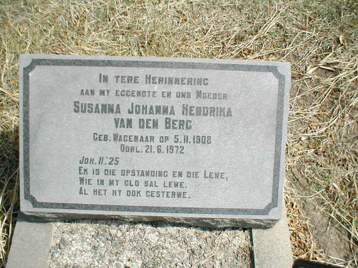 BERG Susanna Johanna Hendrika, van den geb. WAGENAAR 1908-1972