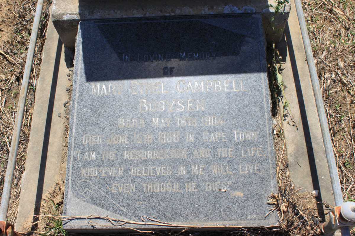 BOOYSEN Frederick Peter 1900-1954 &amp; Mary Ethel Campbell 1904-1988