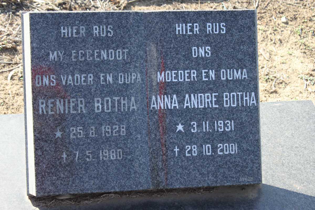 BOTHA Renier 1928-1980 &amp; Anna Andre 1931-2001
