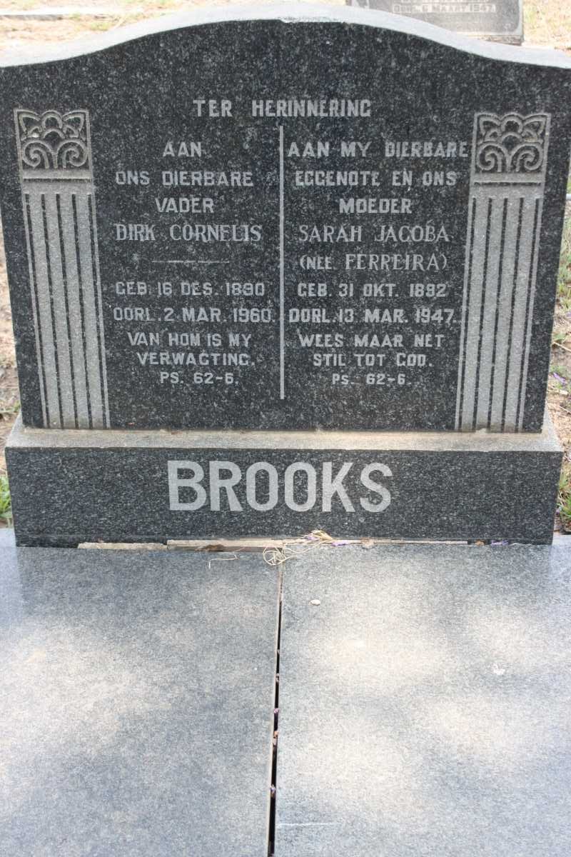 BROOKS Dirk Cornelis 1890-1960 &amp; Sarah Jacoba FERREIRA 1892-1947