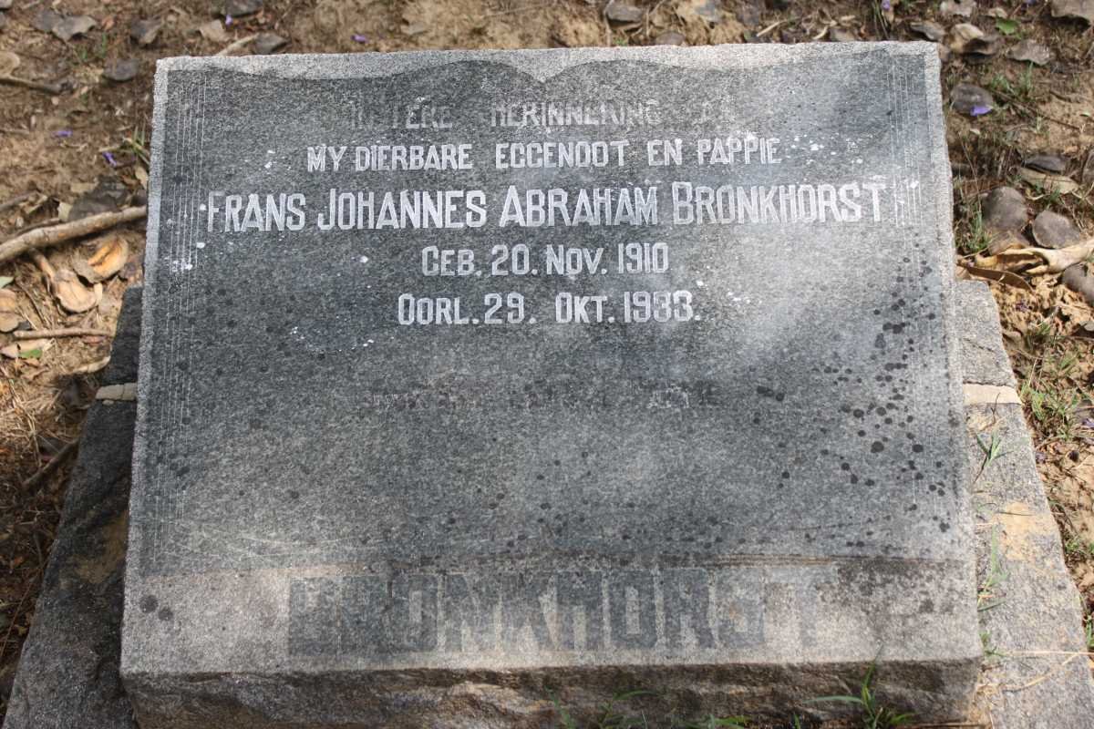 BRONKHORST Frans Johannes Abraham 1910-1933