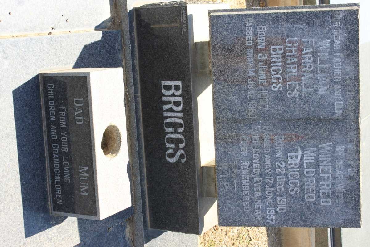BRIGGS William Farrall Charles 1907-1969 &amp; Winefred Mildred 1910-1957