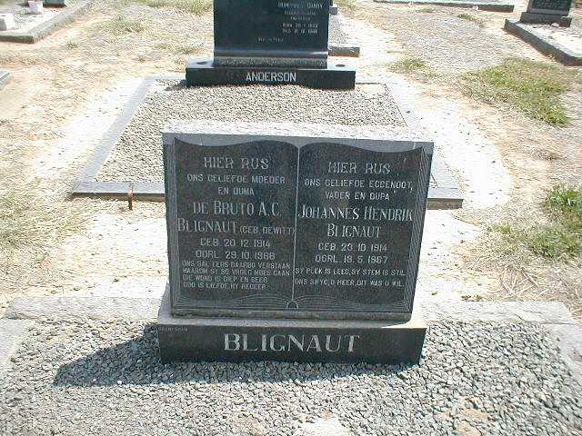 BLIGNAUT Johannes Hendrik 1914-1967 &amp; De Bruto A.C. DEWITT 1914-1968