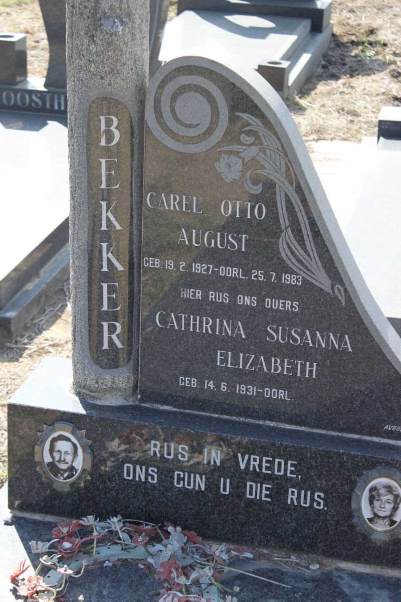 BEKKER Carel Otto August 1927-1983 &amp; Cathrina Susanna Elizabeth 1931-