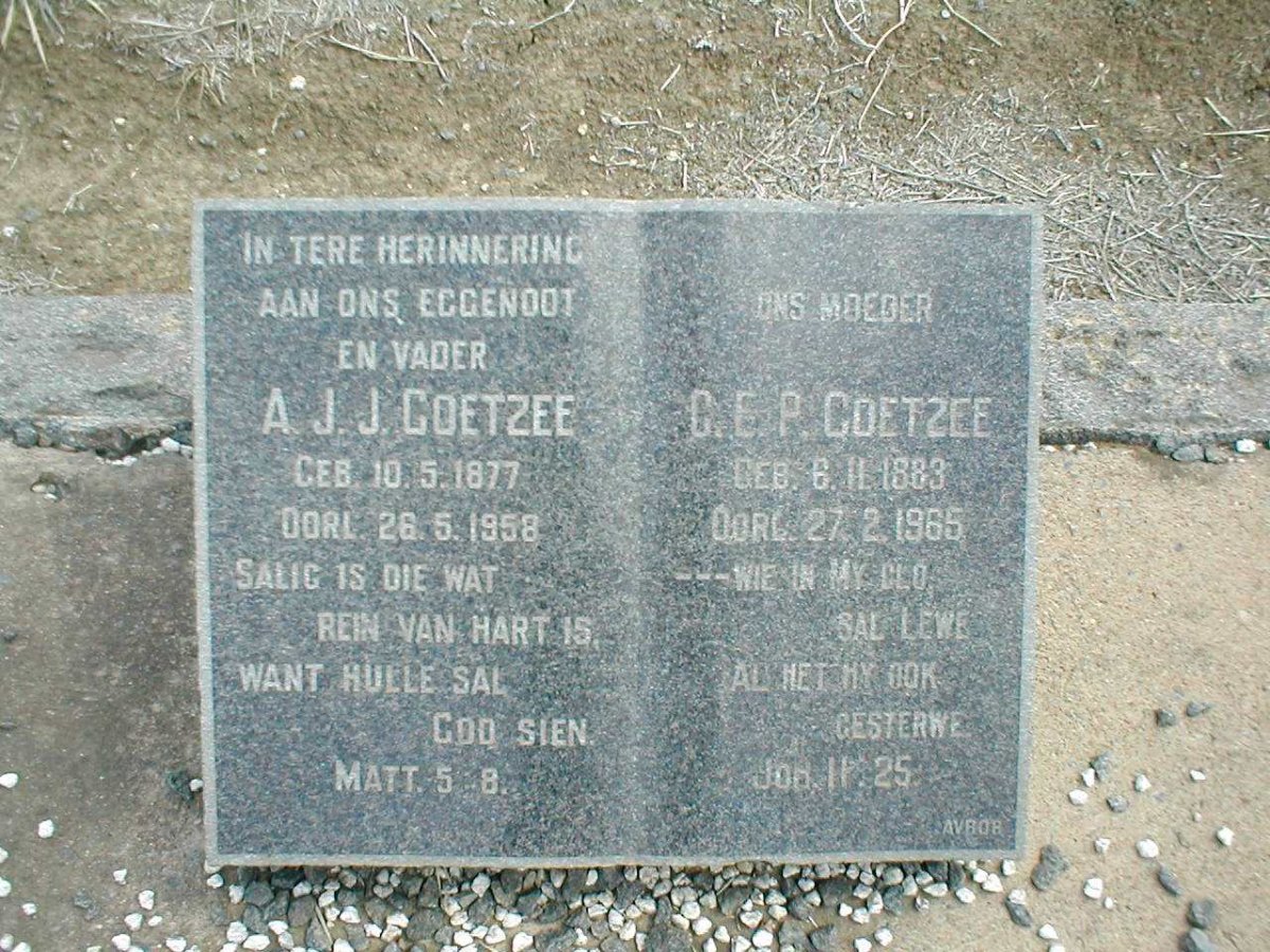 COETZEE A.J.J. 1877-1958 &amp; C.E.P. 1883-1965