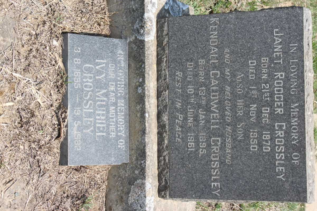 CROSSLEY Kendall Caldwell 1895-1961 &amp; Ivy Muriel 1895-1982 :: CROSSLEY Janet Rodger 1870-1950 