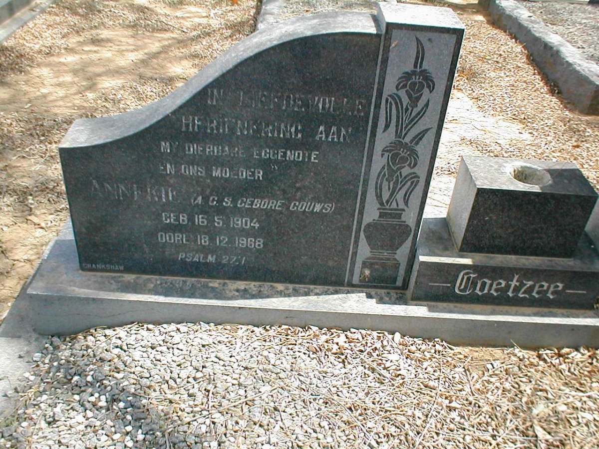 COETZEE A.C.S. geb. GOUWS 1904-1968