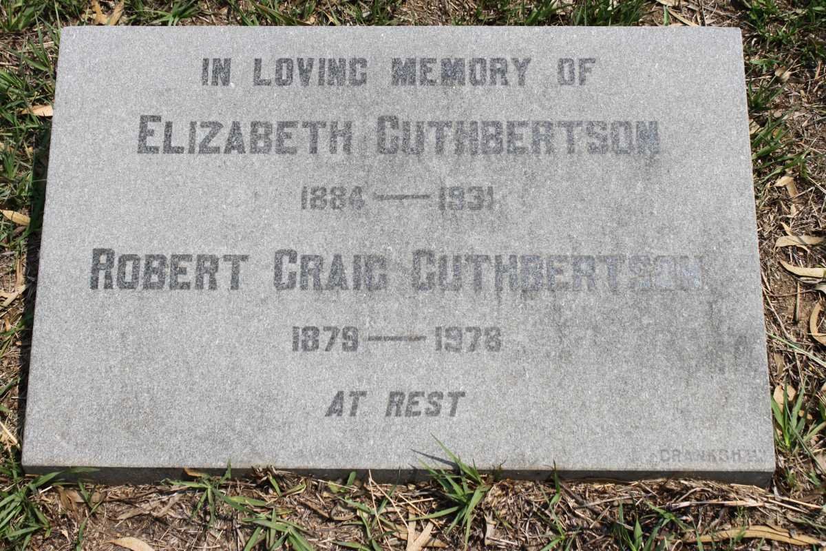 CUTHBERTSON Robert Craig 1879-1978 &amp; Elizabeth 1884-1931