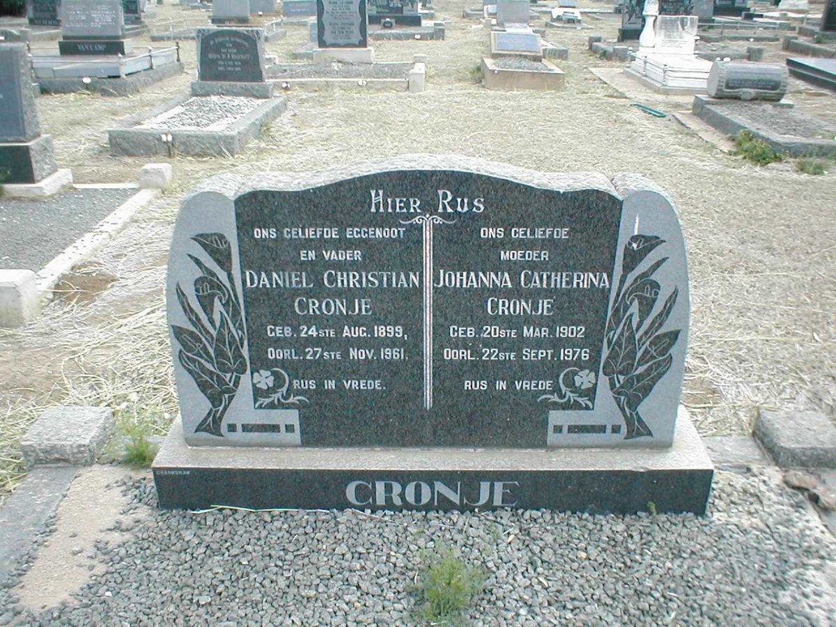 CRONJE Daniel Christian 1899-1961 &amp; Johanna Catharina 1902-1976