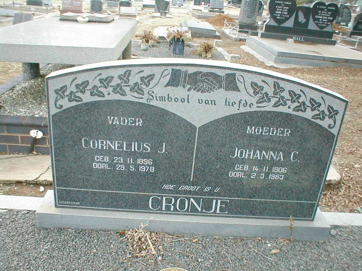 CRONJE Cornelius J. 1896-1978 &amp; Johanna C. 1906-1983
