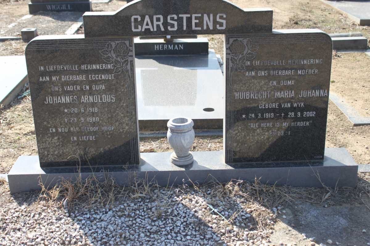 CARSTENS Johannes Arnoldus 1918-1980 &amp; Huibrecht Maria Johanna VAN WYK 1919-2002